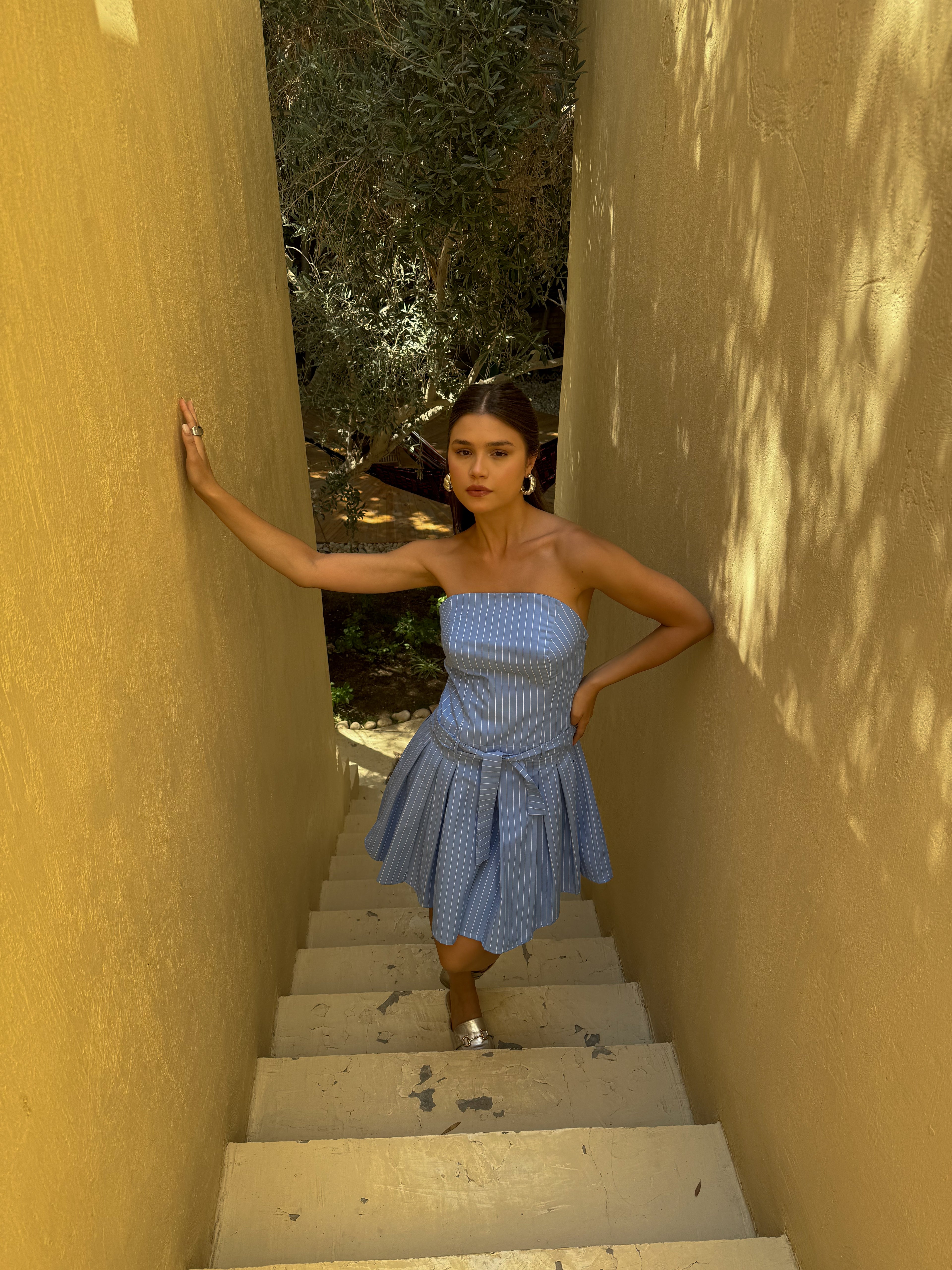Era Strapless Mini Blue Dress