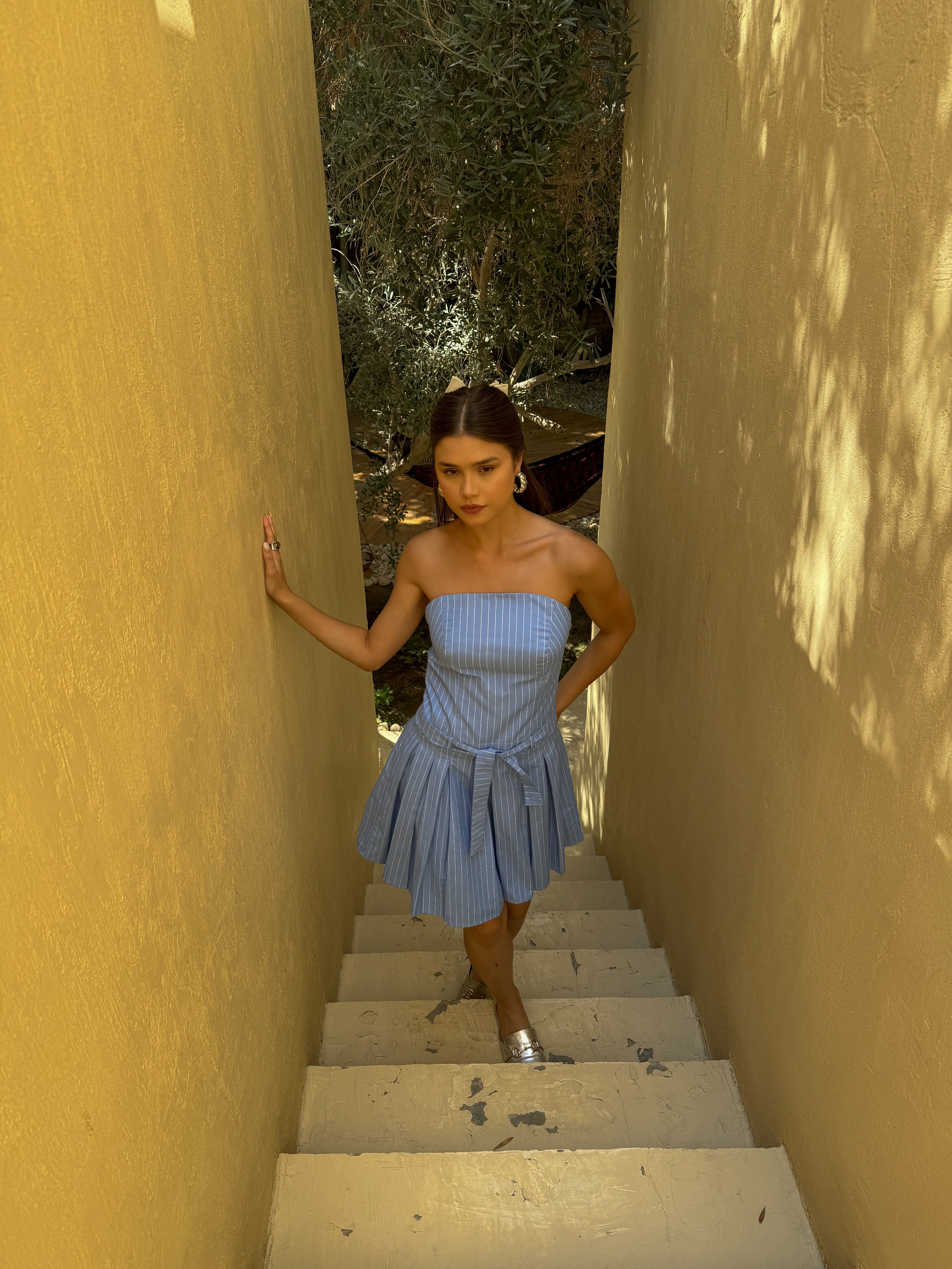 Era Strapless Mini Blue Dress