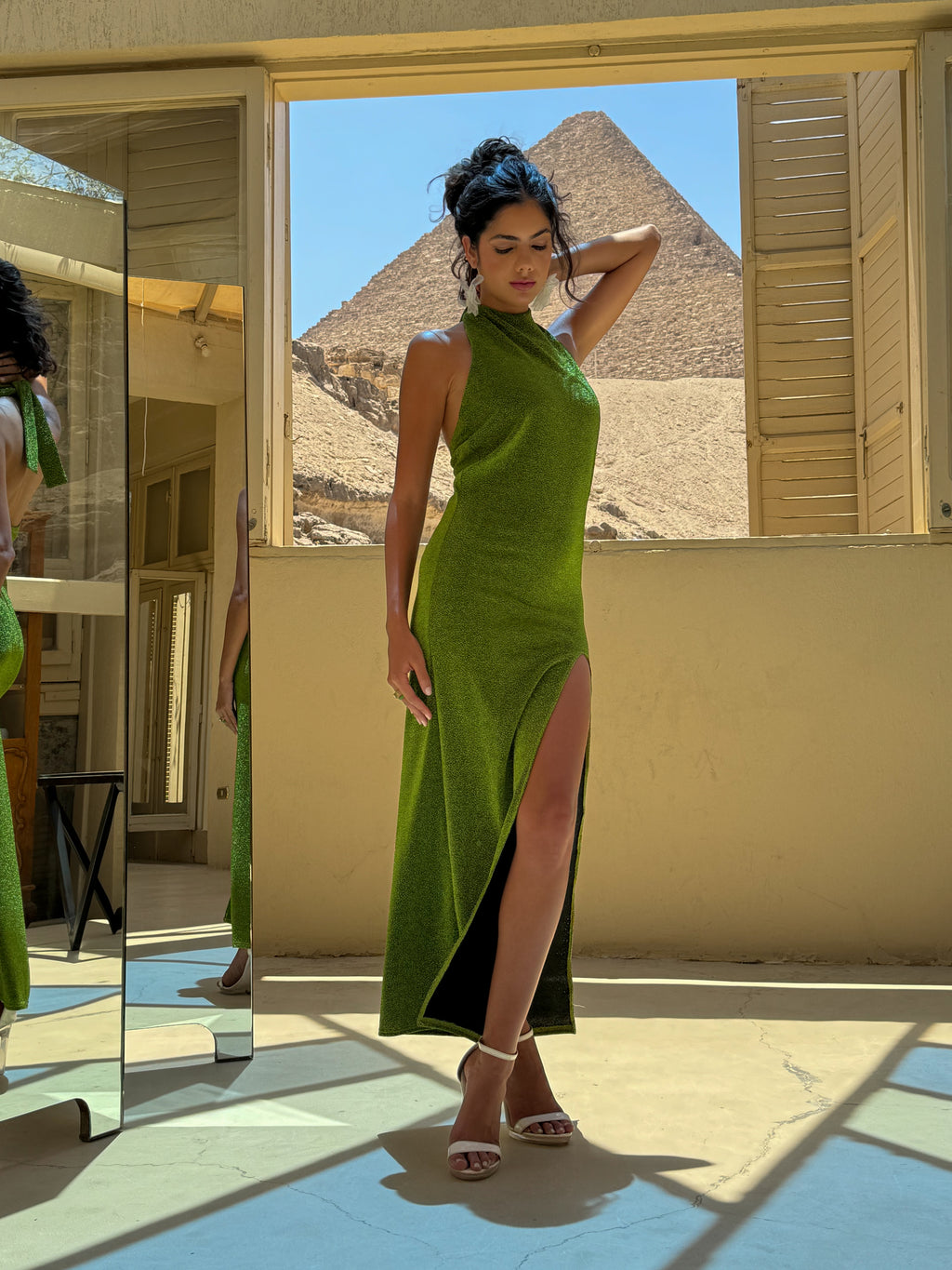 Era Backless Halter Neck Backless Split Thigh Bodycon Dress