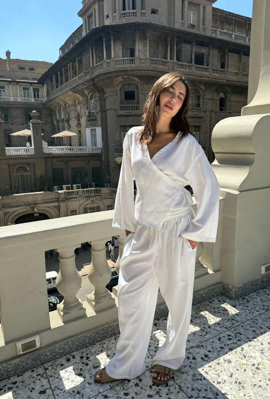 Era Wrap Blouse & Wide Leg Pants Set