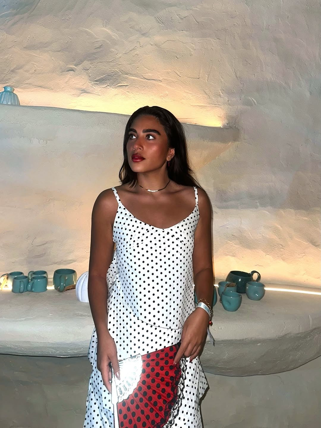 Era Maxi Dress - White Polka Dot