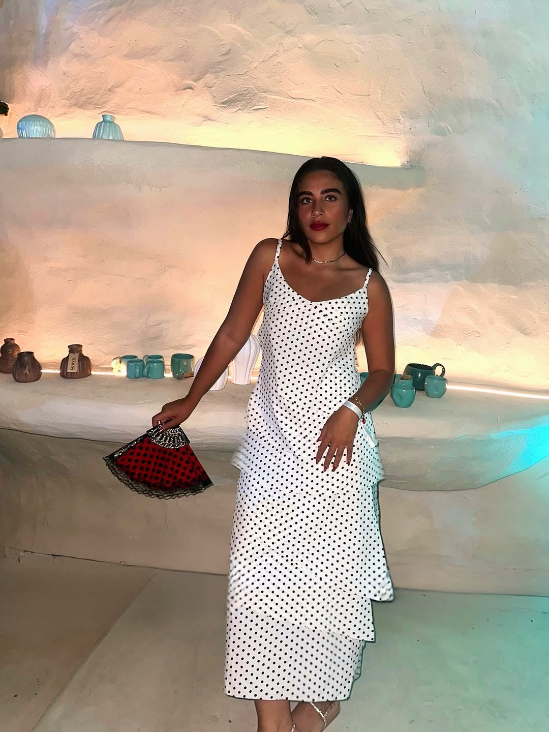 Era Maxi Dress - White Polka Dot