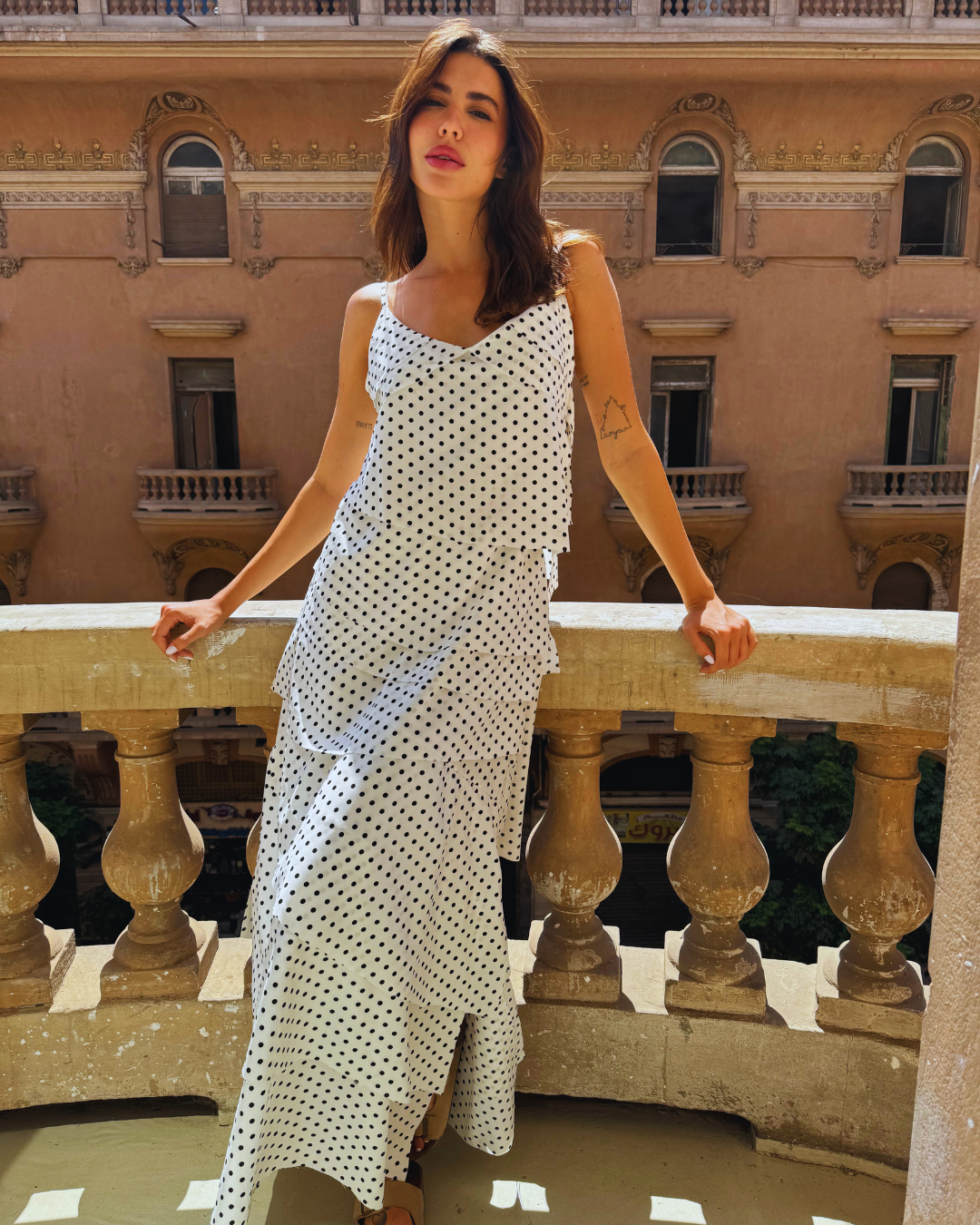 Era Maxi Dress - White Polka Dot