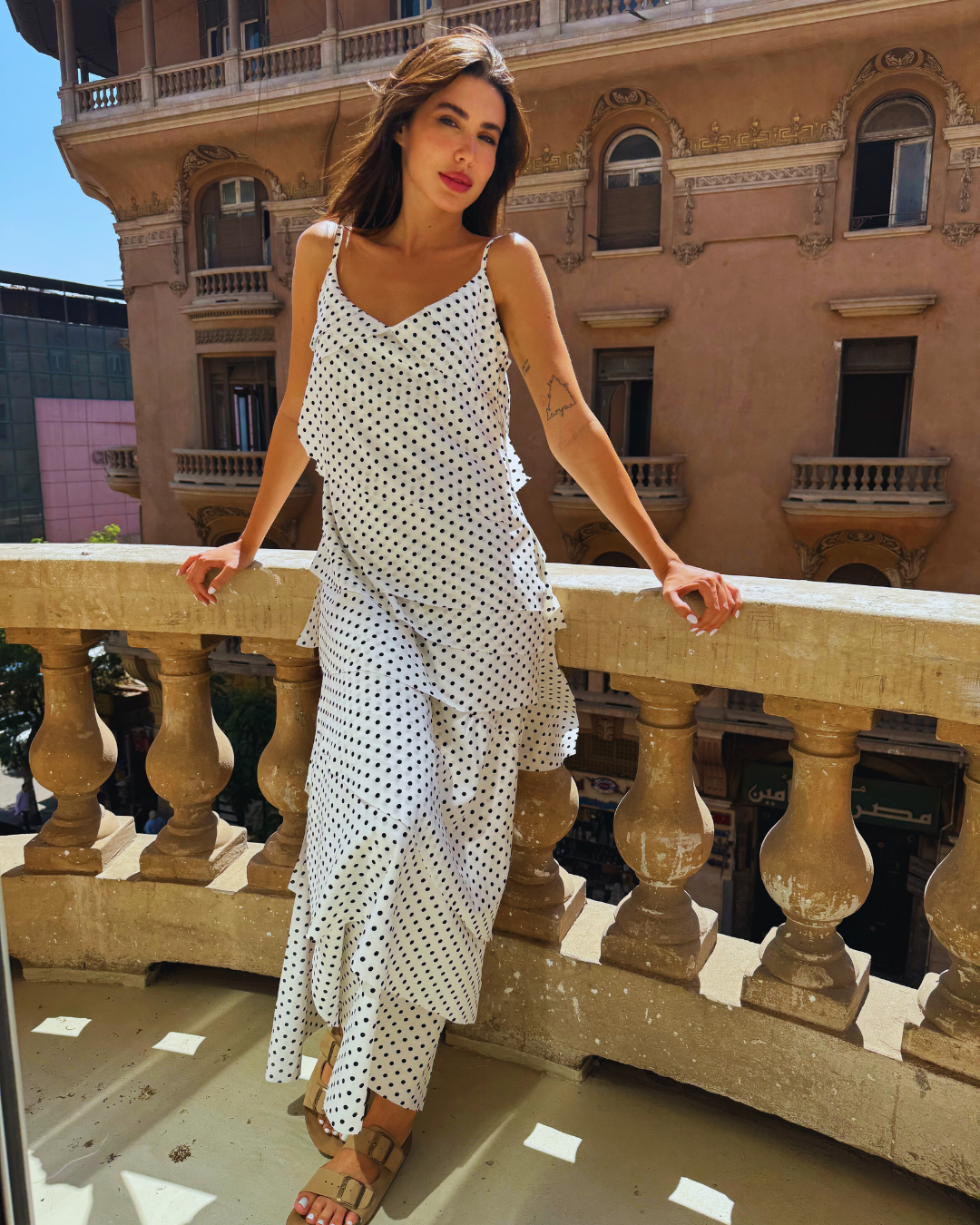 Era Maxi Dress - White Polka Dot
