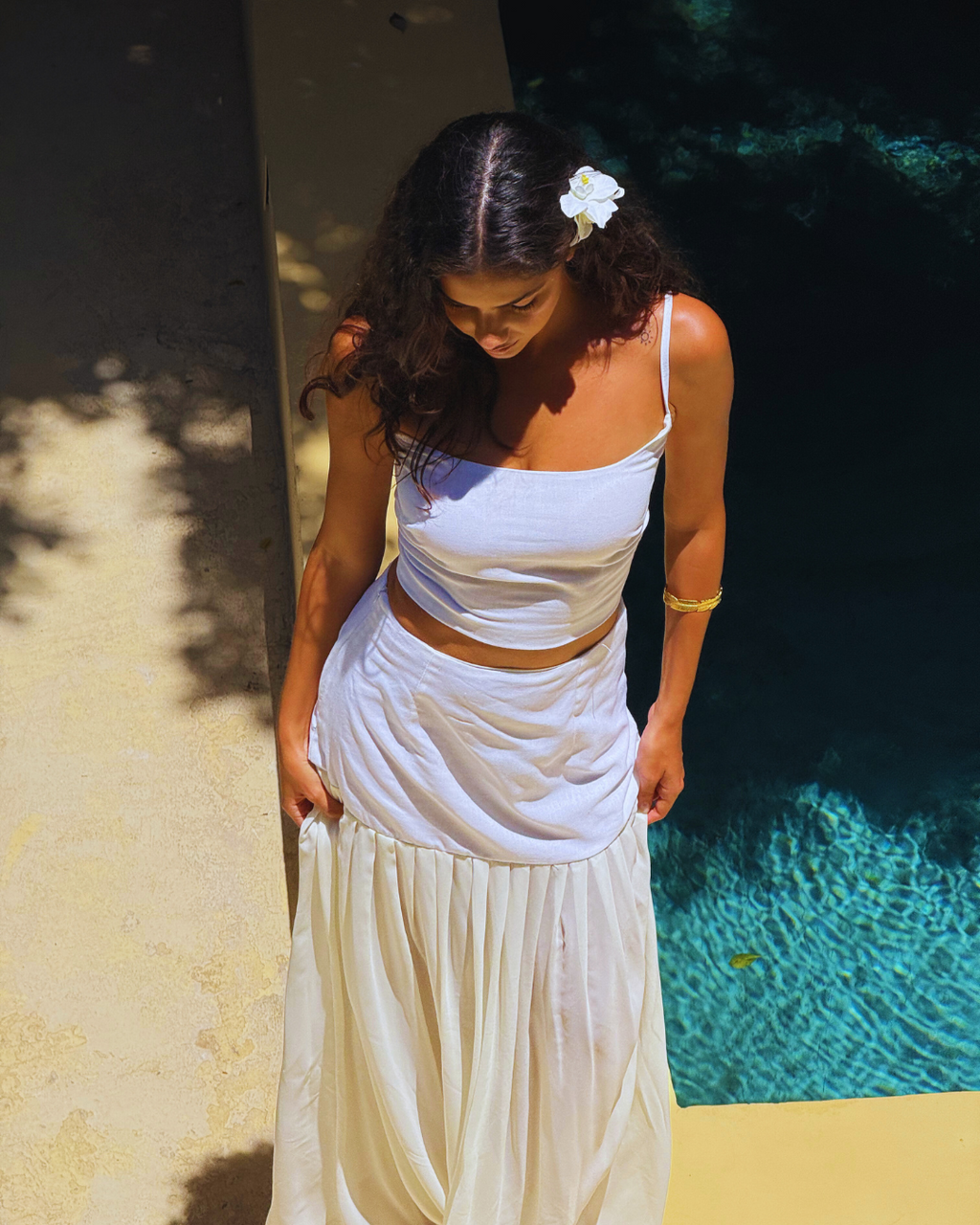 Era White Tiered Skirt Coord Set